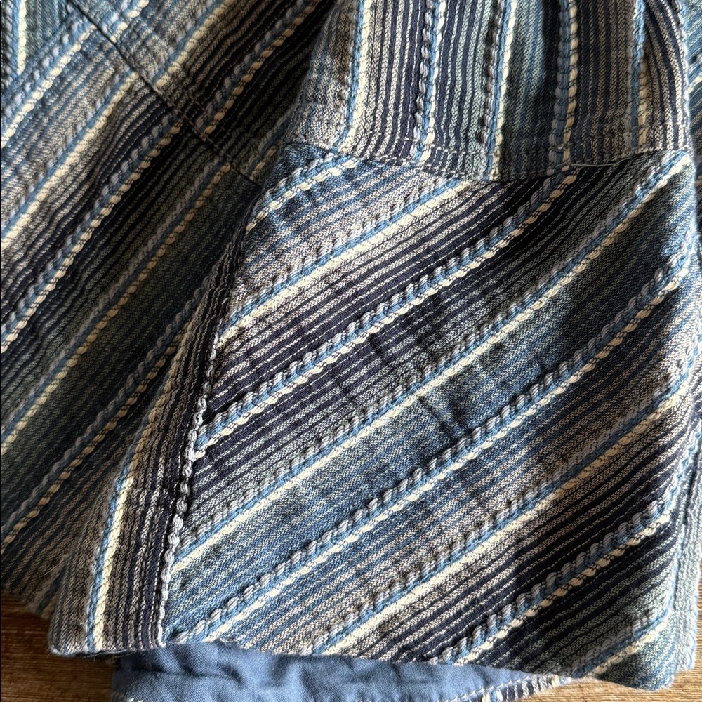 Free People blue striped woven cotton elastic waist wide leg pants size XS - Picture 8 of 9